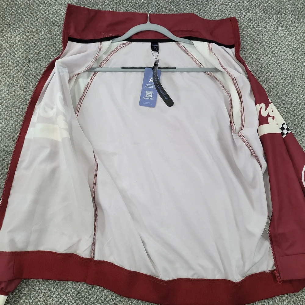 Romwe Los Angeles California Graphic Windbreaker Jacket Burgundy 66 Mens M NWT
